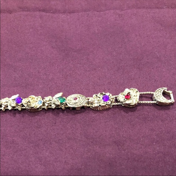 Vtg Slide Bracelet, Rhinestone Gold Plated Slide - Picture 11 of 15